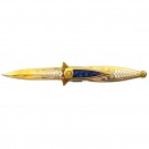 Derling Dazzler: Acrylic Inlay Handle Assisted Opening Knife - Gold with Blue