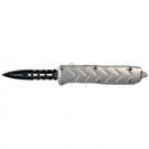 Gripster Handle OTF Knife - Silver Double Edge Serrated