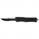Covert Rubberized Handle OTF Knife - Clip Point Serrated Edge