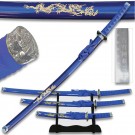 Carved Dragon Sword Set - Blue