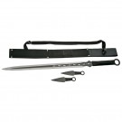 28" Ninja Sword with 2 Piece Throwing Knife Set