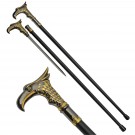 Regal Eagle Head Concealed Sword Cane - Gold & Silver