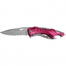 Aluminum Handle Assisted Knife with Bottle Opener - Pink