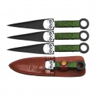 8" Cordwrapped Skull 3 Piece Throwing Knife Set
