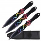 Throwing Knife Set with Rainbow Dragon Design - 3 Piece Set