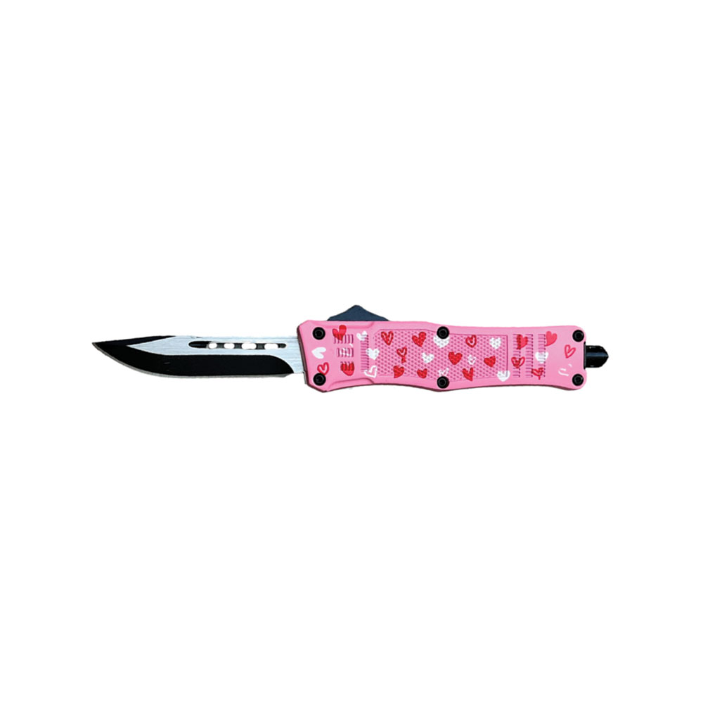 Sharp Elegance: OTF AUTOMATIC KNIFE with 3D Pink Heart Design